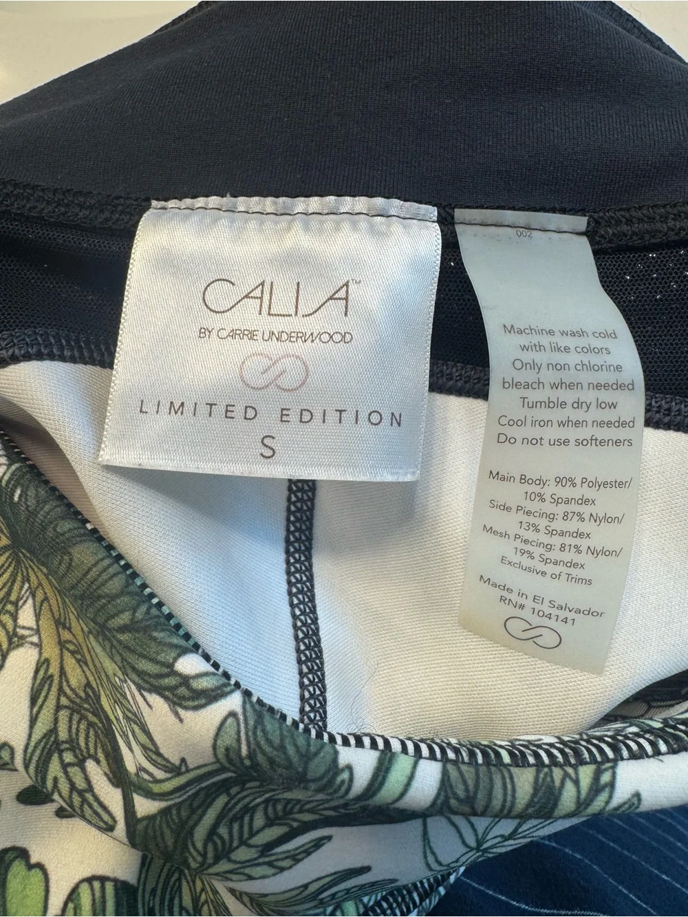 CALIA by Carrie Underwood Black and Green Leaf Print Active Set